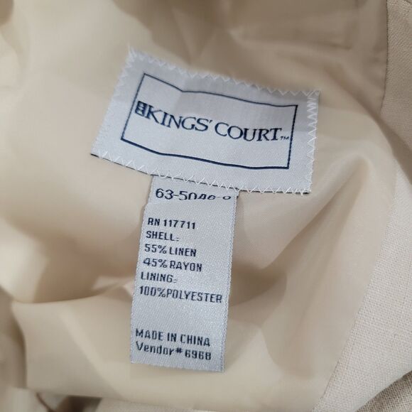 Kings Court Mens Size 52 Tall Linen Blend Blazer Cream - Picture 6 of 12